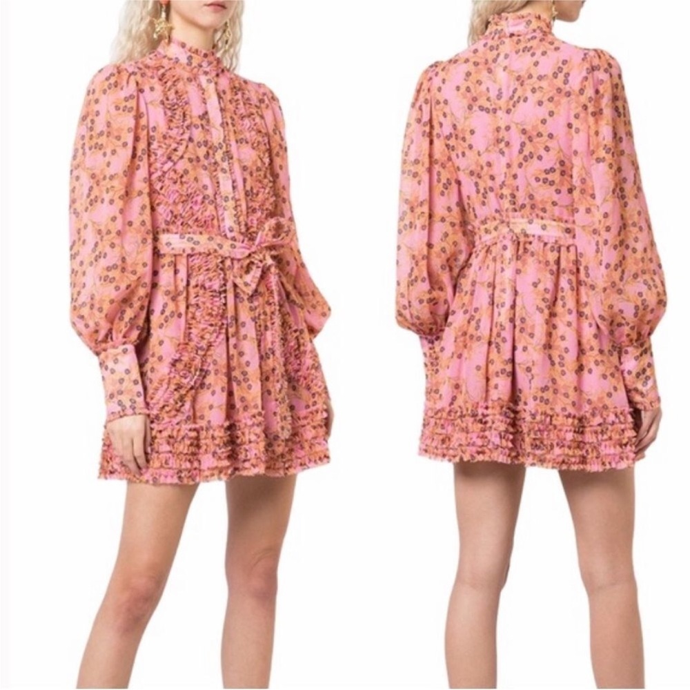 ALEXIS Karina Pink Floral Dress Size L Large - Pink
With Purple Flowers